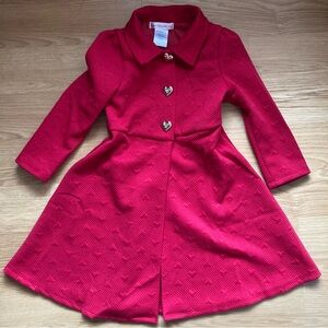 Love Squared Girls Red Heart Textured Coat 4T